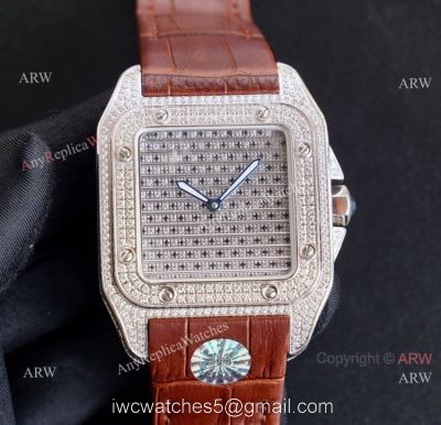 High Quality Fake Cartier Santos Iced Out Replica Watches For Men watches