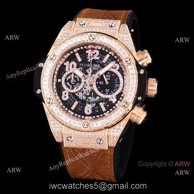 High Quality Copy Hublot Big Bang Iced Out Chronograph Watch Rose Gold watches