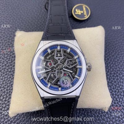 LF Factory Zenith Defy classic Skeleton Dial Watch Black Gummy Strap watches