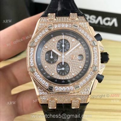 New Iced Out Audemars Piguet Royal Oak Offshore Rose Gold Chronograph 42mm Copy Watch watches