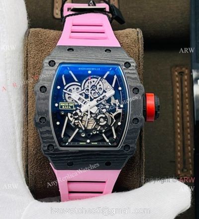 RM Factory Swiss Richard Mille RM 35-02 Rafael Nadal Watch Carbon NTPT Case Pink Rubber Strap watches
