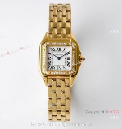 BV Factory AAA Replica Cartier Panthere 22mm Quartz Watch Yellow Gold Diamond Bezel 22mm watches