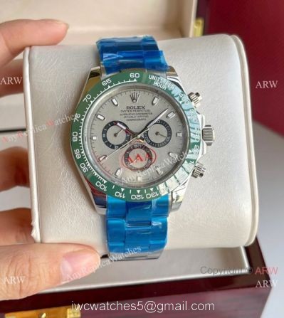 Rolex Comograph Daytona 43MM Watch Stainless Steel Green Ceramic Bezel watches