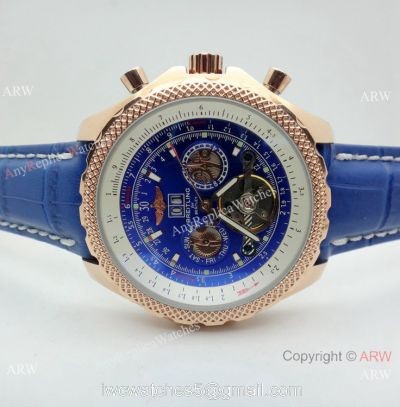 Copy Breitling Bentley Tourbillon Rose Gold Watch Blue Dial watches