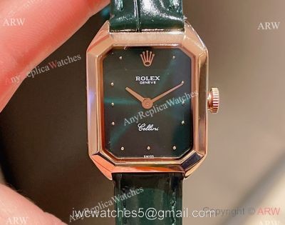 Fake Rolex Cellini Lady Dark Green Dial Rose Gold Case 24mm Watch watches