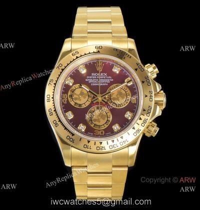 JH Factory AAA Swiss Rolex Daytona JH 4130 Chronograph Watch Rose Red Dial Yellow Gold 40mm watches