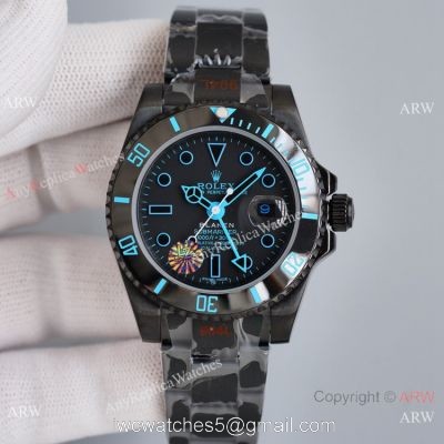 Swiss Copy Rolex Blaken Submariner Watch Blue Markers 40mm watches