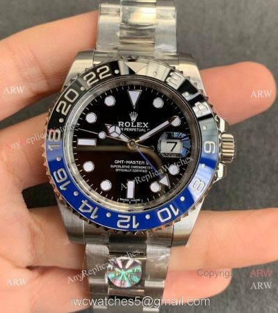 AR Swiss 3186 Rolex GMT-Master II Batman 904L Stainless Steel Watch watches