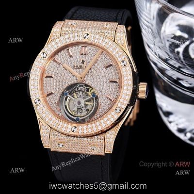 Full Diamonds Hublot Classic Fusion 42mm Tourbillon Watch High Quality Replica watches