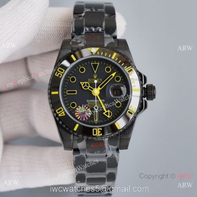 Swiss Copy Rolex Blaken Submariner Watch Gold Markers 904L Steel 40mm watches