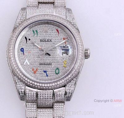 Full Diamond Rolex Datejust 41 Arabic Numerals Replica Watches Automatic For Men watches