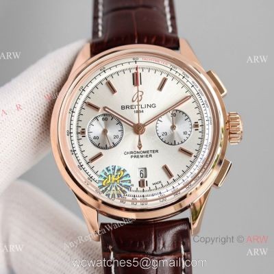 JH Factory Swiss Breitling Premier B01 Chronograph Watches Asia7750 Rose Gold watches