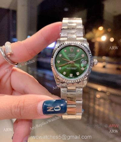 Low Price Rolex 31mm Datejust Watches Stainless Steel Green Diamond Dial watches