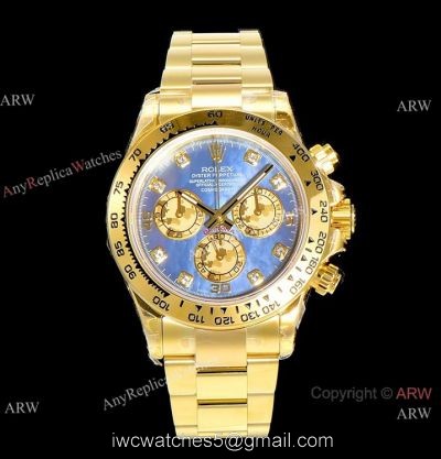 JH Factory Copy Rolex Daytona JH Swiss 4130 Watch Blue MOP Face Yellow Gold 40mm NEW watches