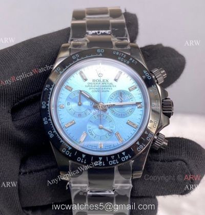 New! Swiss Copy Rolex Daytona 7750 Chronograph Watch Glacier blue Blacksteel 40mm watches