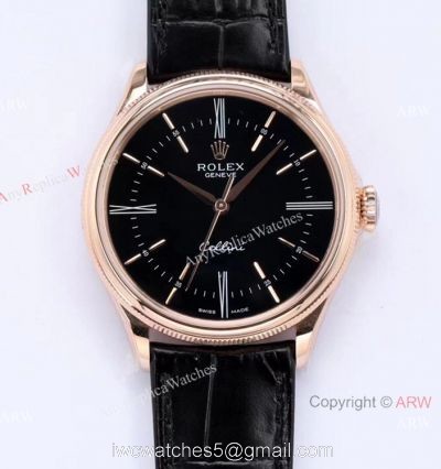 1:1 Replica Rolex Cellini Time EW Factory Swiss 3132 Automatic Watch Rose Gold Black Dial Watch For Men watches