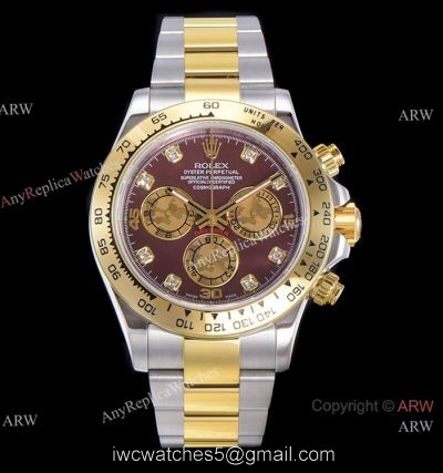 JH Factory Replica Rolex Daytona Swiss 4130 Chronograph Watch Rose Red Dial Two Tone watches