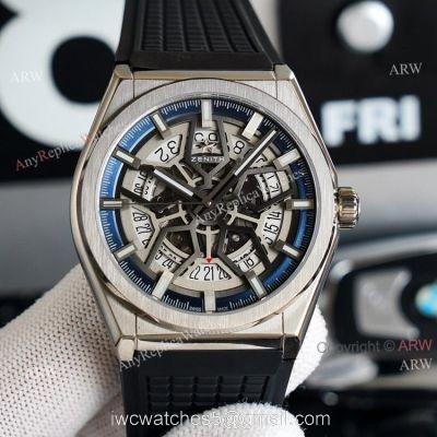 Best Zenith Defy Classic Skeleton Dial Black Rubber Strap 41mm High Copy Watch Swiss Grade watches