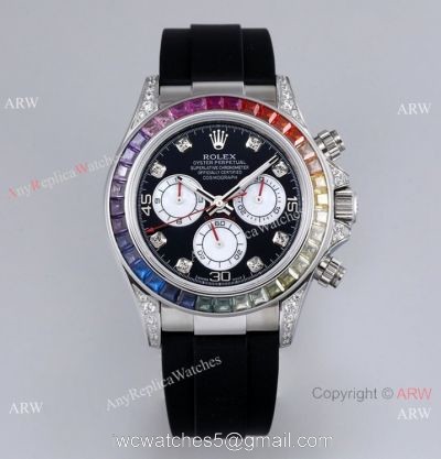 BL Factory AAA Grade Rolex Daytona Rainbow Bezel Oysterflex Strap Watch Cal.4130 Movement watches