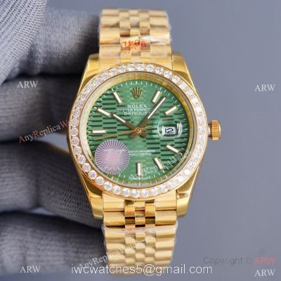 Swiss Quality Copy Rolex Datejust 41mm Watch All Gold Diamond Bezel Motif Dial watches