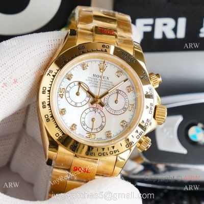 Swiss Replica Rolex Daytona 7750 Chronograph Watch All Gold White Dial 40mm watches