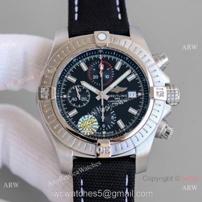 JH Factory Copy Breitling Avenger Chronograph 7750 Watch SS Black Dial 45mm watches