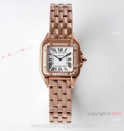 BV Factory Cartier Panthere De Swiss Quartz Watch Rose Gold Diamond Bezel 22mm for Women watches