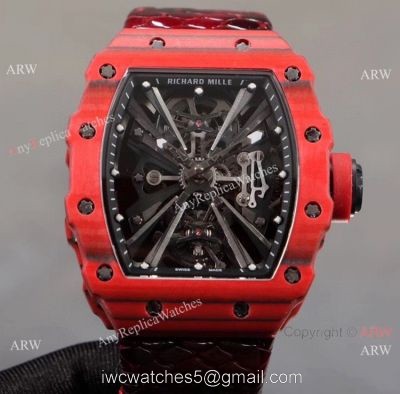 KV Factory 1:1 Richard Mille Tourbillon RM12-01 Red Quartz fiber Case Watch watches