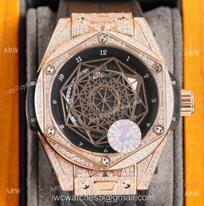 Z Factory Swiss Copy Hublot Sang Bleu Diamond Bezel 45mm Watch Citizen Movement watches