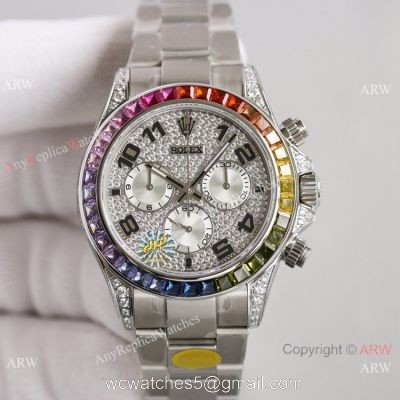 2021 NEW! Swiss Rolex Daytona JH 7750 904L Stainless Steel Watch Arabic Diamond Dial watches