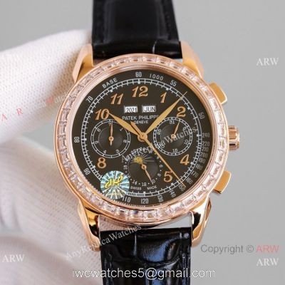 JH Swiss Replica Patek Philippe Perpetual Calendar Chronograph 5270z Watch Rose Gold Diamond Bezel watches