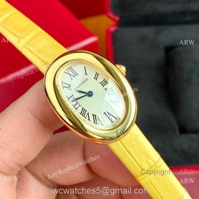 New Copy Cartier Baignoire Sapphire Glass Quartz Watch All Gold Small watches