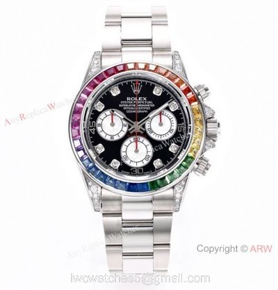 BL Factory Replica Rolex Daytona Rainbow Stainless Steel Watch Cal.4130 40mm watches