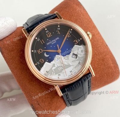 Swiss Grade Patek Philippe Classic Watch Mens Blue Dial Rose Gold Replica Watch 40mm watches