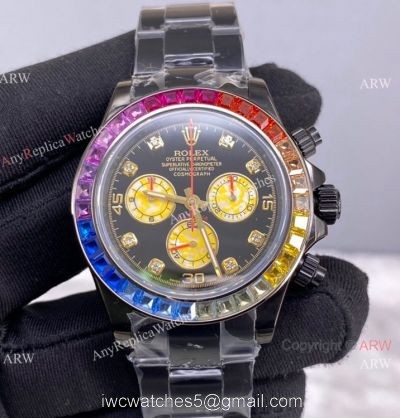 Swiss Replica Rolex Watches Daytona 116598 RBOW Black Steel 40mm watches