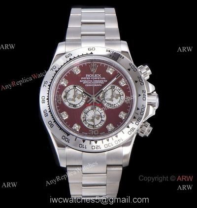 JH Factory Replica Rolex Daytona Swiss 4130 Chronograph Watch Stainless Steel Rose Red Dial watches