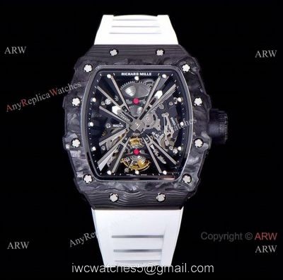 KV Factory Richard Mille RM 12-01 Tourbillon Limited Edition Watch NTPT Carbon White Rubber Strap watches