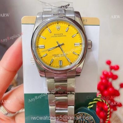 Rolex Oyster Perpetual 36mm Watch Yellow Dial Quartz Movement watches