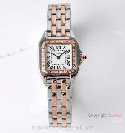 BV Factory Cartier Panthere De Two Tone Rose Gold Diamond Watch 22mm Swiss Quartz Movement watches