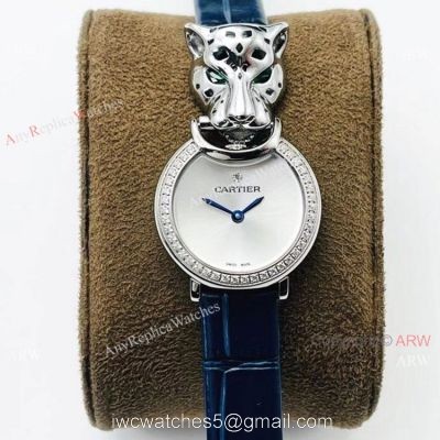 New! Copy Cartier Panthere De Silver Diamond Watches Swiss Quartz movement watches