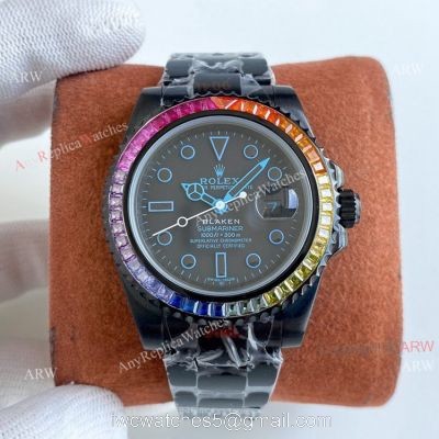 All Black Rolex Blaken Submariner Rainbow Diamond Bezel Blue Markers Swiss Grade Replica Watch watches