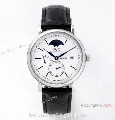 AI Factory Best Replica IWC Portofino Hand Wound 8 Days Moon Phase Watch SS White Dial watches