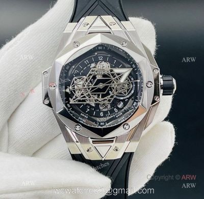 High Quality Replica Hublot Sang Bleu Black Watch 45mm eta7750 Automatic Movement watches