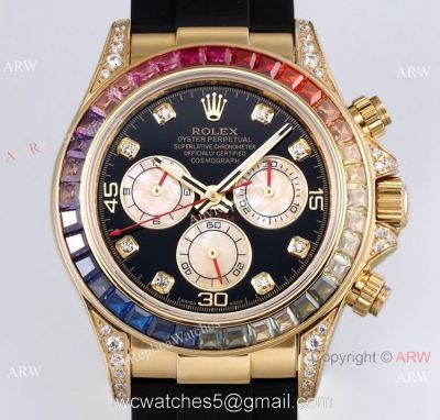 BL Factory Swiss Grade Rolex Daytona Gold Rainbow Copy Watch Cal.4130 Chronograph watches
