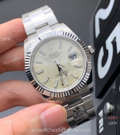 AR Rolex Datejust II 41 904L Stainless Steel Cream Dial Replica Watch watches