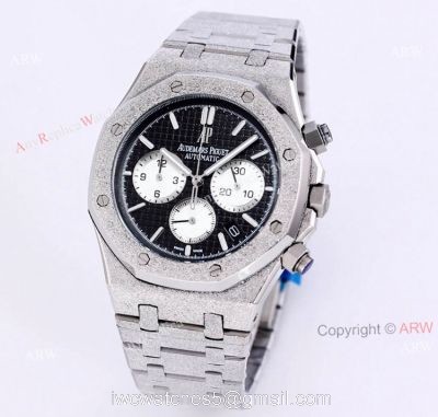 New Audemars Piguet Royal Oak Frosted Gold Chronograph Watch 41mm Black Dial Stainless Steel Bracelet Replica watches