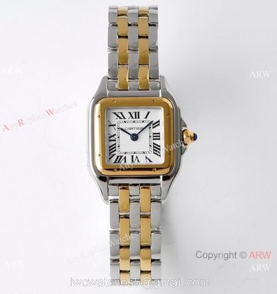 BV factory 1:1 Replica Panthere De Cartier 22mm Watch Two Tone White Dial watches