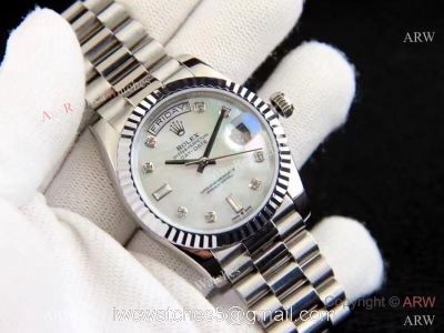 Best Replica Rolex Day-date 36 White MOP Silver President Watch watches