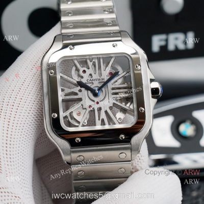 (TW ) Best Skeleton Cartier Santos Stainless Steel Watch For Men High End Replica watches
