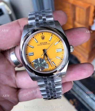 2021 Newest! Rolex Oyster Perpetual Watch 41MM Yellow Face Jubilee Band watches
